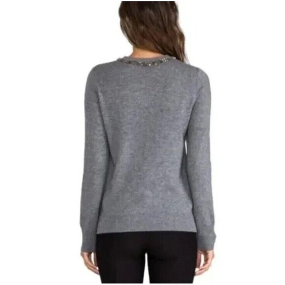 Equipment 'Shane' Embellished $359 Sweater in HEATHER GRAY XS wool Cashmere EUC - Picture 5 of 12